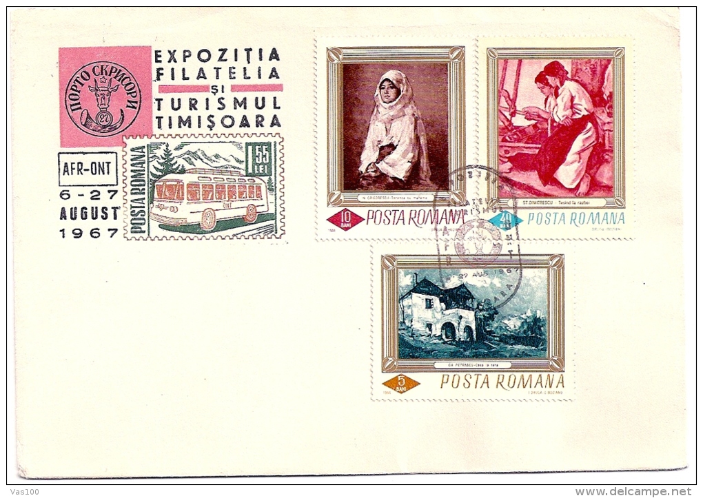 BUSSES, BUS, COVER STATIONERY, PAINTING STAMPS, 1967, ROMANIA - Bus