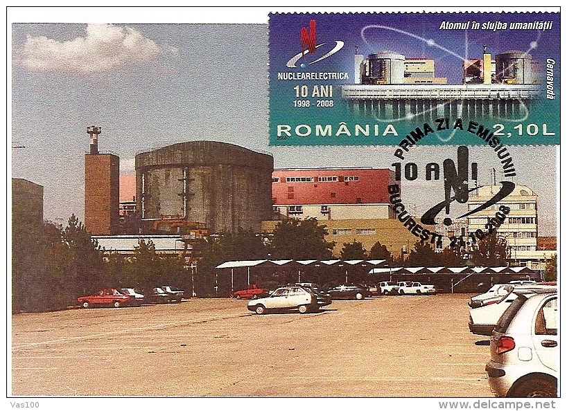 ATOM ENERGY , CM, MAXICARD, CARTES MAXIMUM, OBLIT FDC, 2008, ROMANIA - Atomo