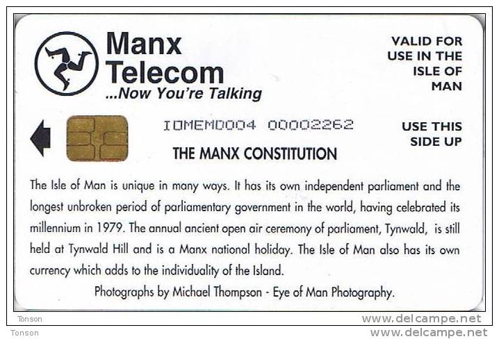 Isle Of Man, MAN 132, 3 £, Constitution, Flag, 2 Scans. - Isle Of Man