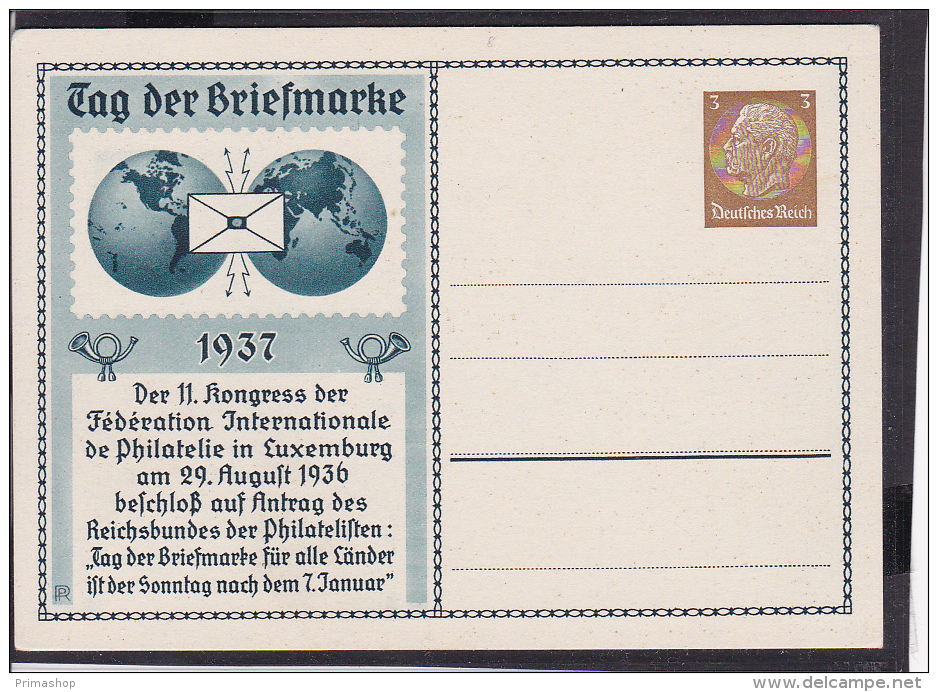 A19 /  Ganzsache Deutsches Drittes Reich Privatganzsache  / Tag Der Briefmarke , Luxemburg 1937 - Other & Unclassified