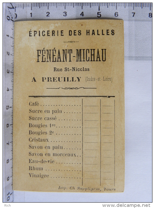 Chromo Epicerie Des Halles FENEANT MICHAU Rue St Nicolas PREUILLY (37) Indre Et Loire - Le Contrat, Enfants - Autres & Non Classés