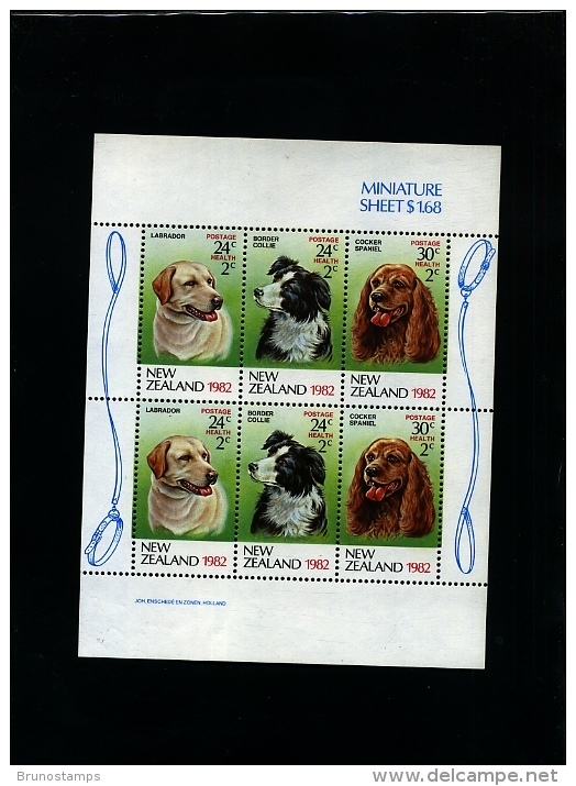 NEW ZEALAND - 1982  HEALTH  DOGS  MS   MINT NH - Blocchi & Foglietti