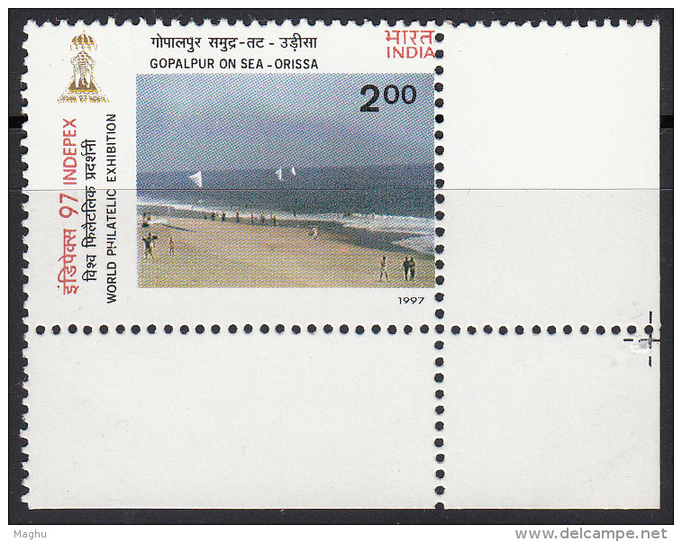 India MNH 1997, 2.00r INDEPEX 97. Beaches Series, Sea View, Tourism, Yacht, Yachting, - Nuevos