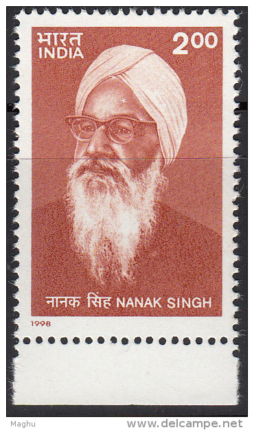 India MNH 1998, Nanak Singh, Writer, - Ungebraucht