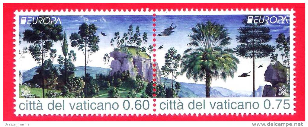 NUOVO - VATICANO - 2011 - Europa - 0,60 € + 0,75 € - Viaggio Di Mosè In Egitto, Opera Del Perugino - Foreste - Unused Stamps
