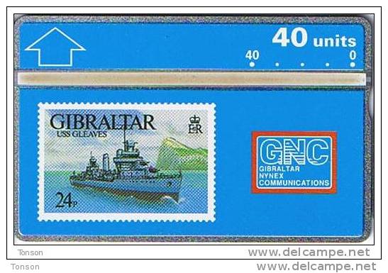 Gibraltar, GIB-25, Uss Gleaves, Ship 40u.  Mint. - Gibilterra