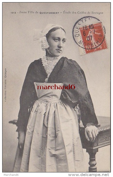 MORBIHAN JEUNE FILLE DE QUESTEMBERG ET ELVEN ETUDE DE COIFFES DE BRETAGNE Editeur Villard - Questembert