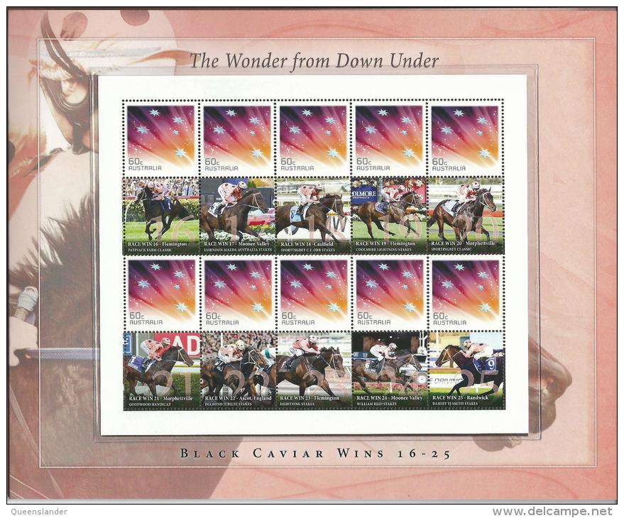 2013 Black Caviar 25 Wins 3 Mini Sheets In Pack Pictures Show All 6 Sides Of Pack Complete Mint Unhinged Gum - Blocks & Sheetlets