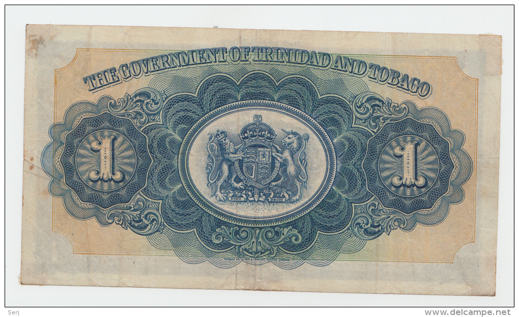 TRINIDAD &amp; TOBAGO 1 Dollar 1939 VF (w/ Tape) P 5b 5 B - Trinidad Y Tobago