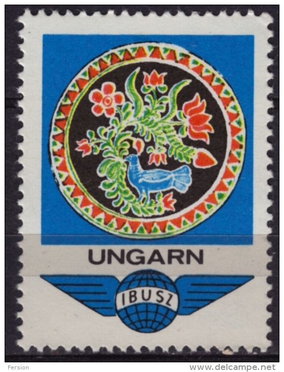 PEACOCK Bird / Birds - Folk Motif / IBUSZ - Hungary 1970´s - LABEL - CINDERELLA / MNH - Pauwen