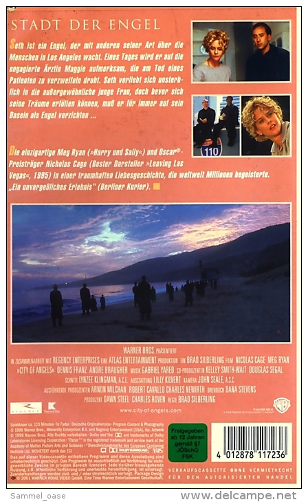 VHS Video Drama  -  Stadt Der Engel  -  Mit : Nicolas Cage, Andre Braugher, Colm Feore, Meg Ryan  -  Von 2001 - Dramma