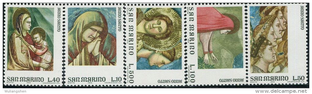 IT0421 San Marino 1975 Christmas Painting 5v MNH - Nuovi