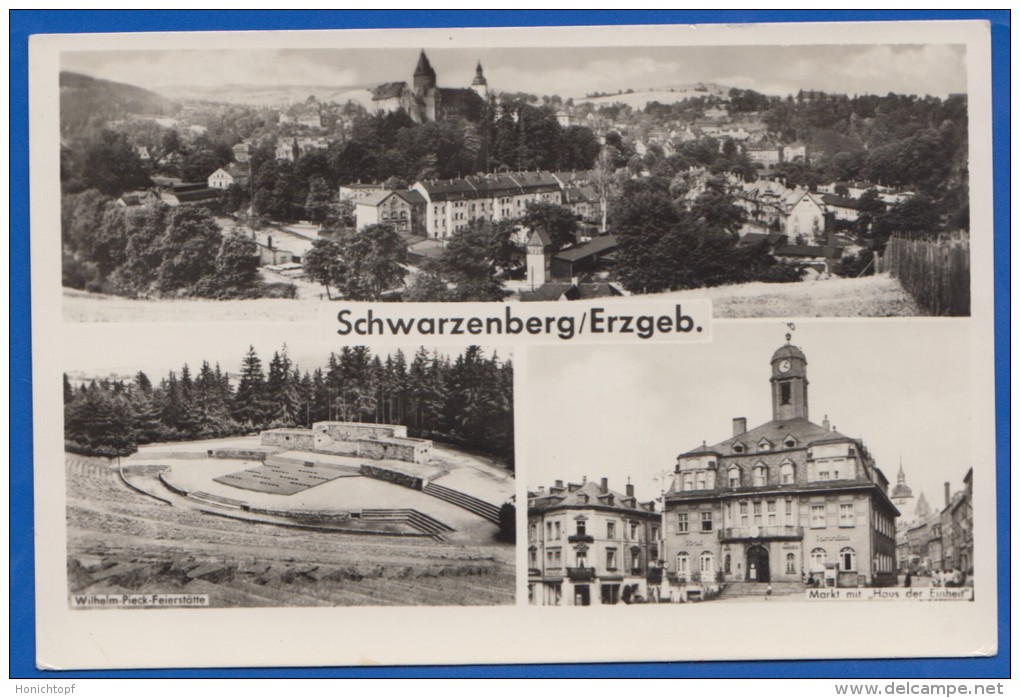 Deutschland; Schwarzenberg Erzgeb; Markt, Wilhelm Pieck Feierstätte, Panorama - Schwarzenberg (Erzgeb.)