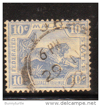 Federated Malay States 1922-32 Tiger 10c Used - Federated Malay States