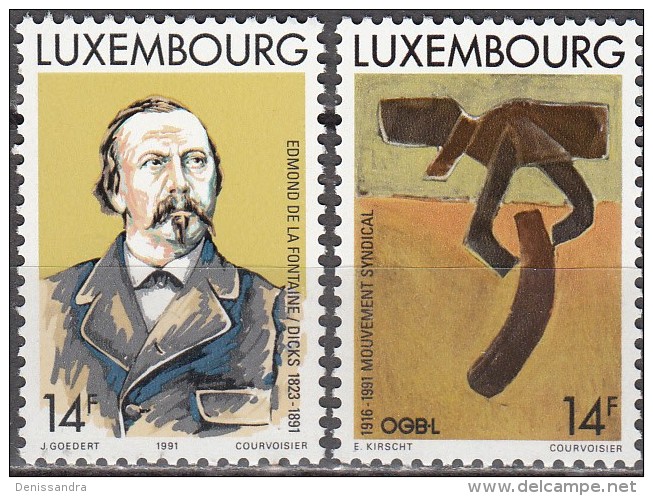 Luxembourg 1991 Michel 1275 - 1276 Neuf ** Cote (2008) 2.00 Euro Edmond De La Fontaine - OGBL - Neufs