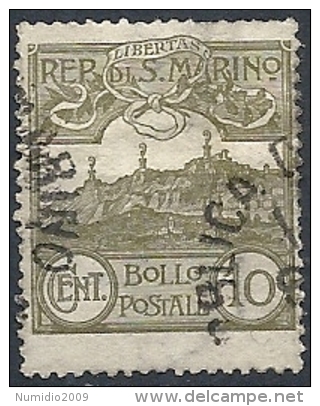 1925 SAN MARINO USATO VEDUTA 10 CENT - RR11618 - Oblitérés