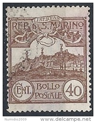 1925 SAN MARINO USATO VEDUTA 40 CENT - RR11618 - Oblitérés