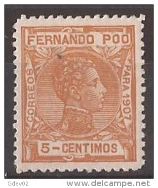 FPOO156-LB1034TG. Guinea.Guinee..FERNANDO POO.ALFONSO XIII 1907  (Ed 156**) Sin Charnela.LUJO. - Equatorial Guinea