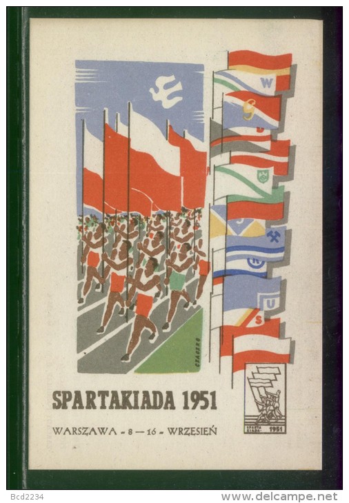 POLAND 1951 SPARTARKIADA SPORTS CHAMPIONSHIPS TYPE 6 NATIONAL FLAG CARRIERS ON TRACK Peace Dove Miners Mining Birds - Other & Unclassified