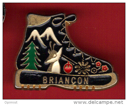 28669-Pin's Briançon.chaussure.alpin Isme.randonnée.chamois.. - Villes