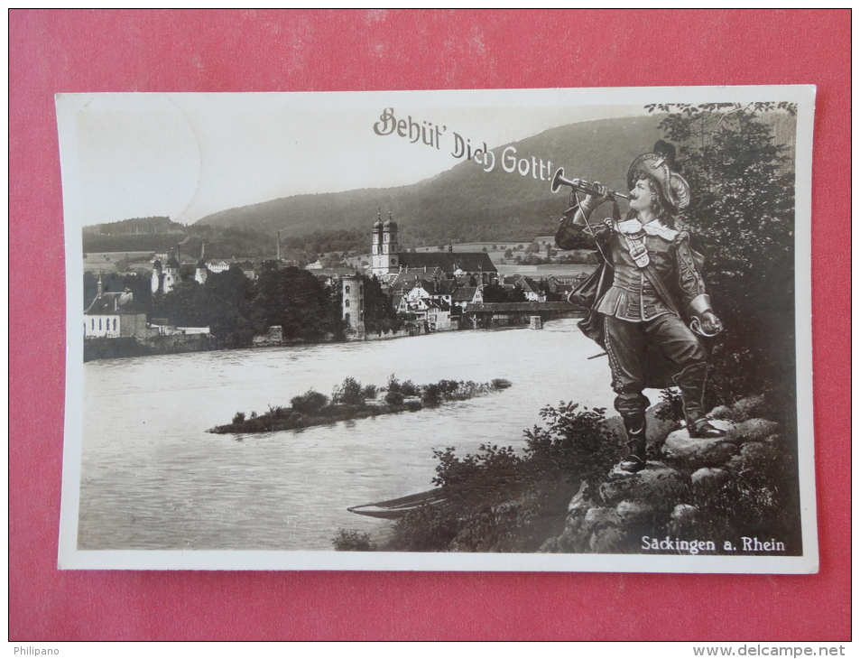 Rppc  Horn Blower  Behut Dich Gott  Sackingen A. Rhein Cancel 1936  Ref 962 - Bad Saeckingen