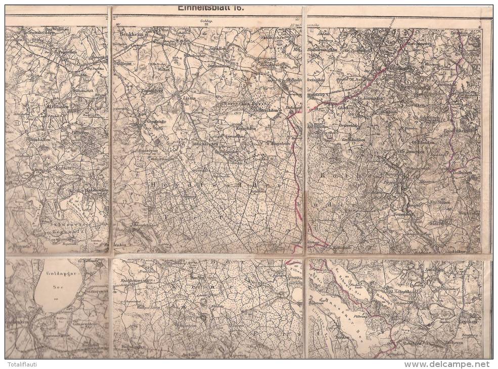 Landkarte Einheitsblatt 16 M 1:100000 Grabowen Rothebuder Forst Possessern Upalten Gollubien Czychen Gi&#380;ycko Auf Le - Ostpreussen