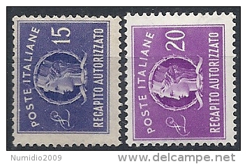 1949-52 ITALIA RECAPITO AUTORIZZATO RUOTA MNH ** - RR11656 - Poste Exprèsse/pneumatique