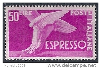 1945-52 ITALIA ESPRESSO RUOTA  50 LIRE MH * - RR11658 - Poste Exprèsse/pneumatique