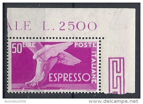 1945-52 ITALIA ESPRESSO RUOTA  50 LIRE LUSSO MNH ** - RR11659-5 - Poste Exprèsse/pneumatique