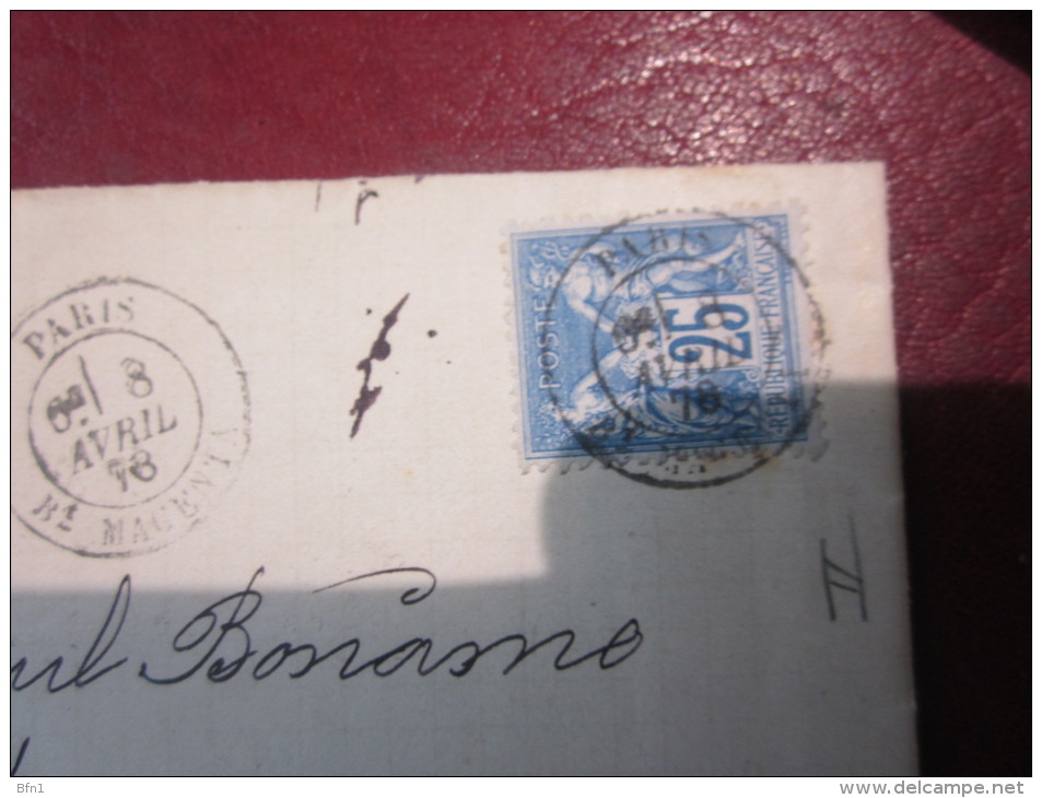 MISSIVE TIMBRE SAGE 25 C - 1878 SUR COURRIER JAPY FRERES &Cie VOIR PHOTOS - 1876-1878 Sage (Type I)