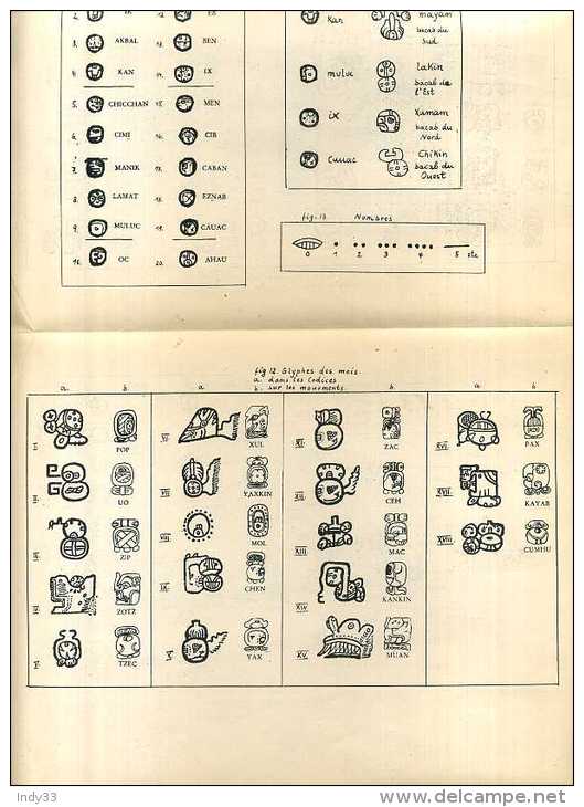 - DECHIFFREMENT DE L'ECRITURE MAYA PLANCHES ET CODICES . W. WOLFF . PARIS 1938 . - Archéologie