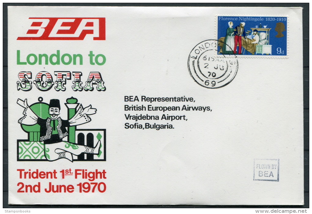 1970 GB London - Sofia Bulgaria BEA First Flight Cover - Covers & Documents