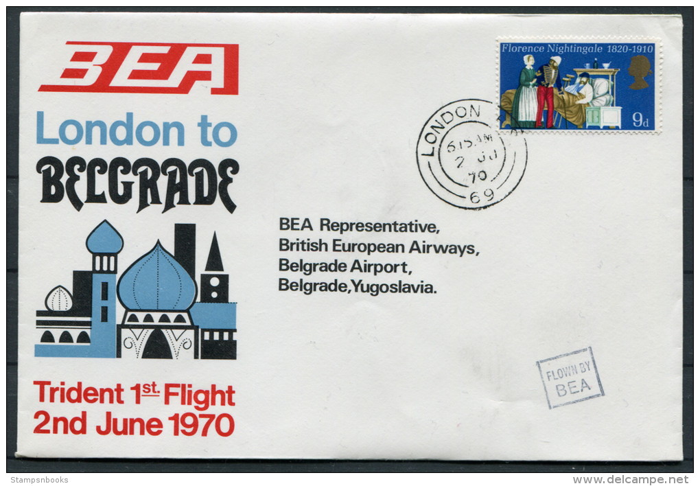 1970 GB London - Belgrade Yugoslavia BEA First Flight Cover - Covers & Documents