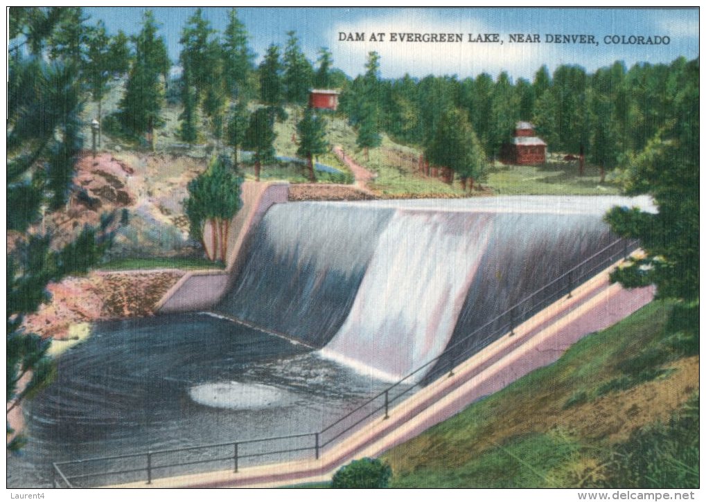 (202) Very Old Postcard - Carte Ancienne - USA - Evergreen Lake Dam - Denver