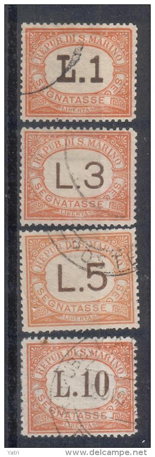 San Marino - 1927/28 - Segnatasse Sass. 24-27 (Usati) - Impuestos