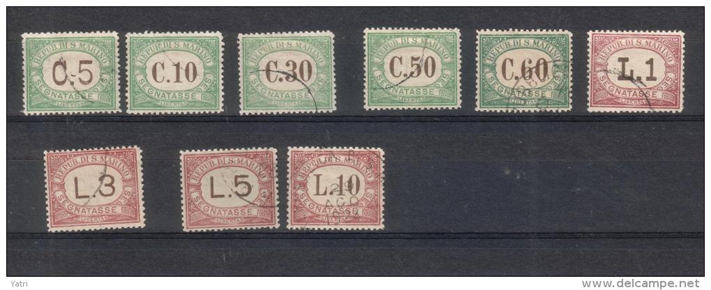 San Marino - 1897/1919 - Segnatasse Sass. 1-9 (Usati) - Centratura Da Buona A Ottima - Timbres-taxe