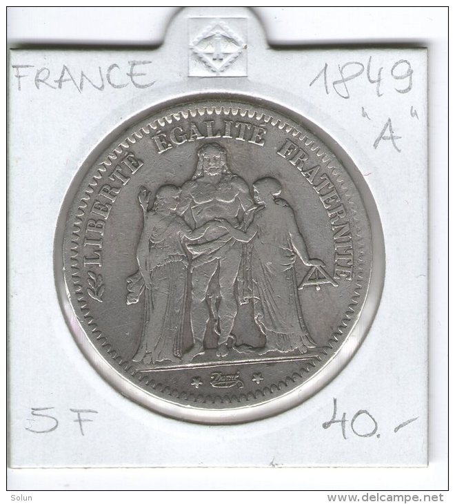 FRANCE , 5 Francs , SILVER COIN ,  1849 A  HERCULE - Other & Unclassified