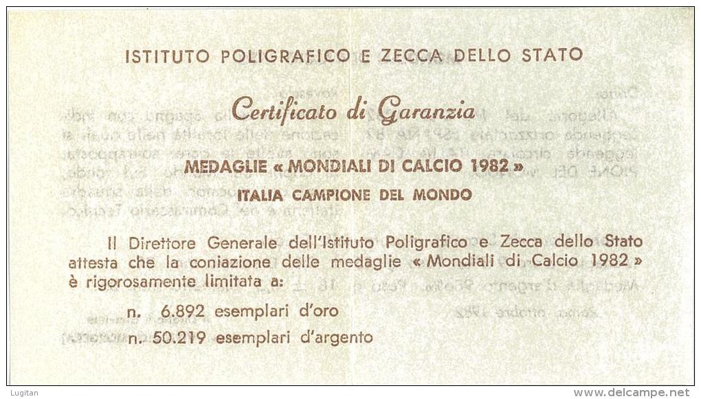 MEDAGLIA  UFFICIALE ZECCA IPZS - ANNO 1982 ITALIA CAMPIONE DEL MONDO ESPANA  DIAMETRO 35 Mm - ARGENTO  Ag 986 - Altri & Non Classificati