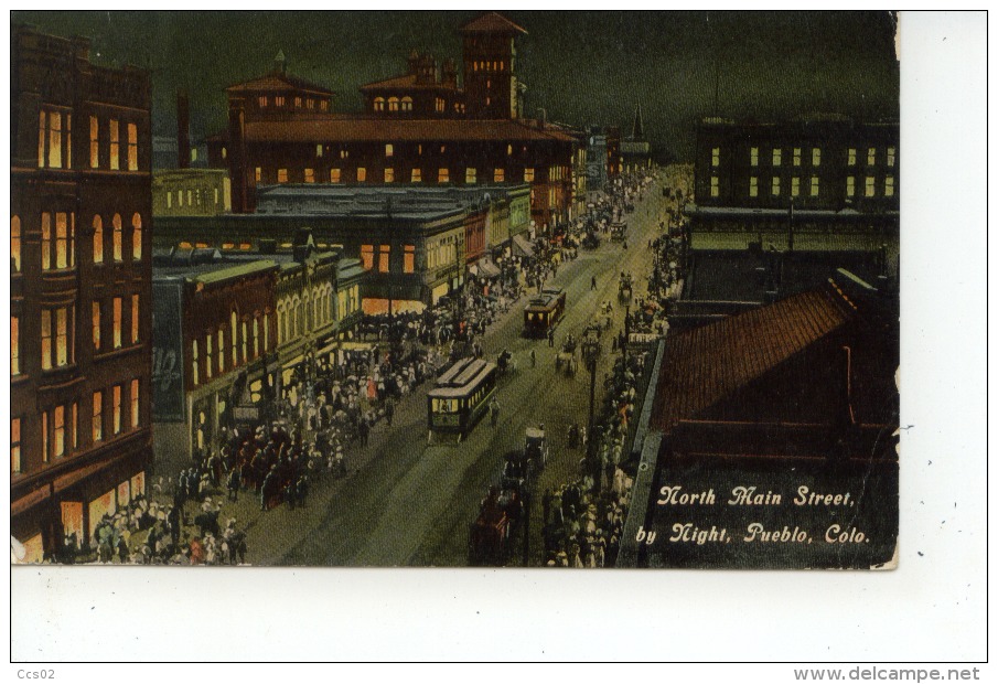 North Main Street By Night Pueblo 1912 - Pueblo