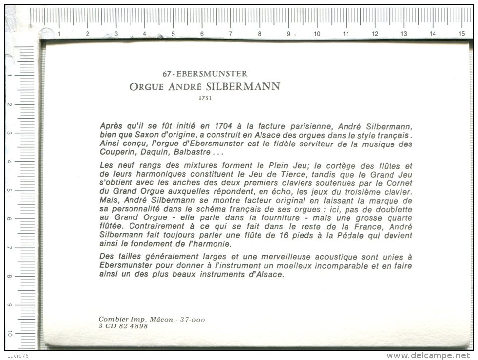 EBERMUNSTER  - Orgues André SILBERMANN - - Ebersmunster