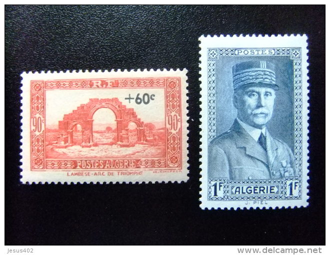 200 ALGERIE ARGELIA 1941 / ARCO DE TRIUNFO (SOBRECARGADO) + PÉTAIN  / YVERT 167 + 168 * MH - Neufs