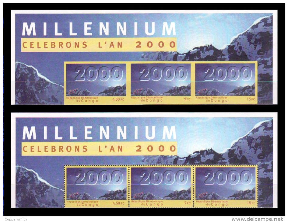 (025) Congo  Millennium 2000 Strip / Perforated And Imperf.  ** / Mnh  Michel 1464-66  Rare !! - Andere & Zonder Classificatie