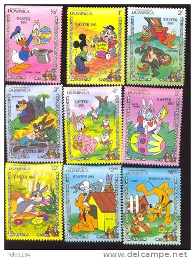 DOMINICA   832-40 MINT NEVER HINGED SET OF STAMPS OF DISNEY ; EASTER 1984  #  S-116 - Disney