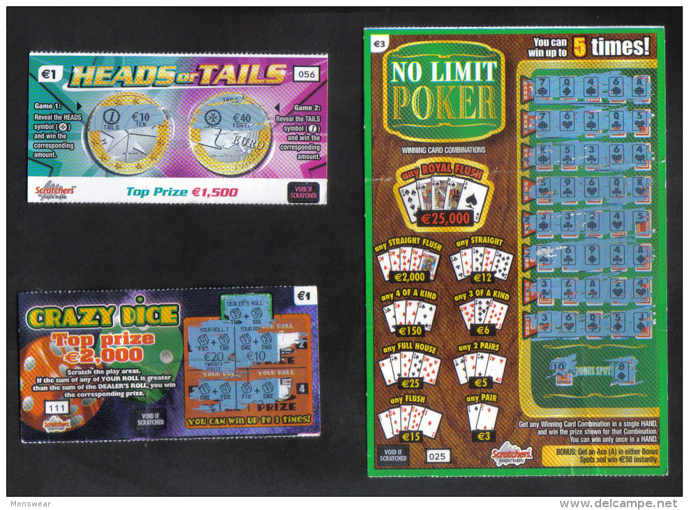 MALTA - 3 MALTESE  LOTTERY TICKETS - - Biglietti Della Lotteria