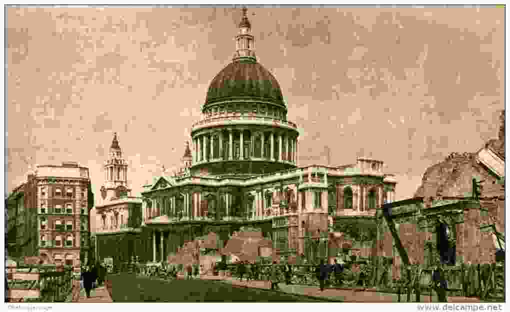 LONDON UNDER FIRE  -  St Paul Cathedral From Cannon Street TOP - St. Paul's Cathedral