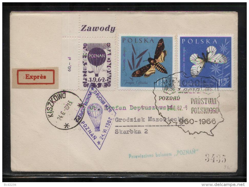 POLAND 1962 (24 JUNE) BALLOON CHAMPIONSHIPS FOR 31ST POZNAN INTERNATIONAL TRADE FAIR POZNAN BALLOONS FLOWN COVER - Balloons