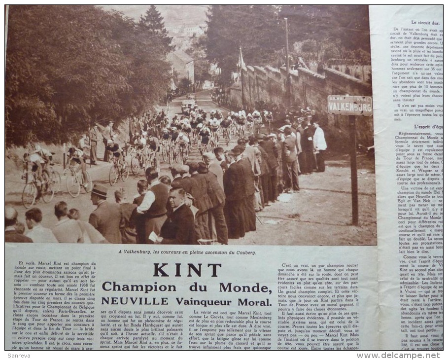 Les Sports Illustrés - Revue - Cyclisme : Chamiponnat Du Monde 1938 à Valkenburg - Marcel Kint - Altri & Non Classificati