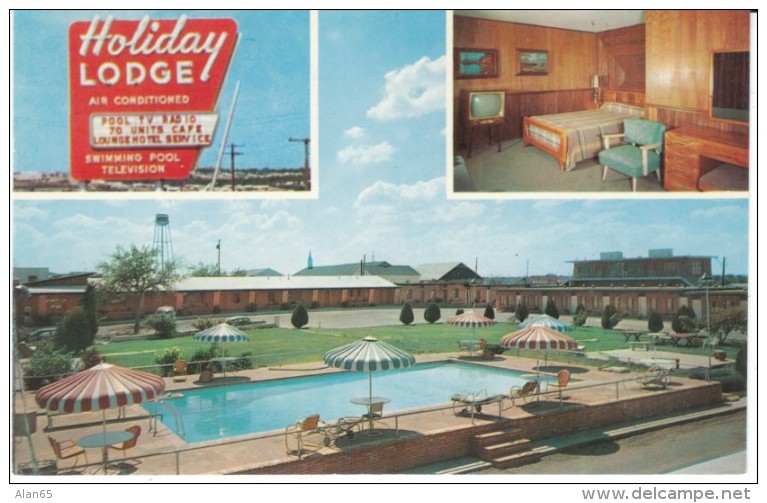 Dallas TX Texas, Holiday Lodge Motel, Lodging, Television Room Interior View, C1960s Vintage Postcard - Dallas