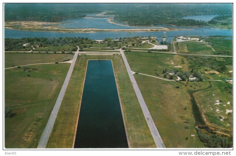 Houston TX Texas, San Jacinto Monument View, Battleship Texas, C1960s/70s Vintage Postcard - Houston