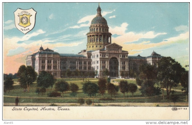 Austin TX Texas, State Capitol Building, C1900s/10s Vintage Postcard - Austin